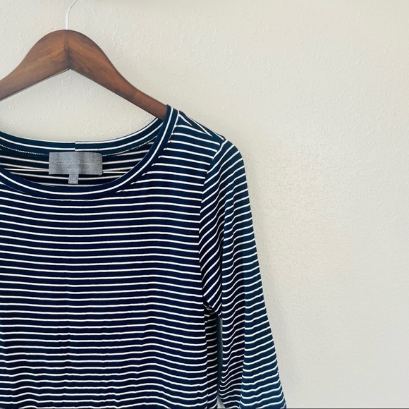 Anthropologie Sunday in Brooklyn Navy Striped 3/4 Sleeve Top - Picture 2 of 9